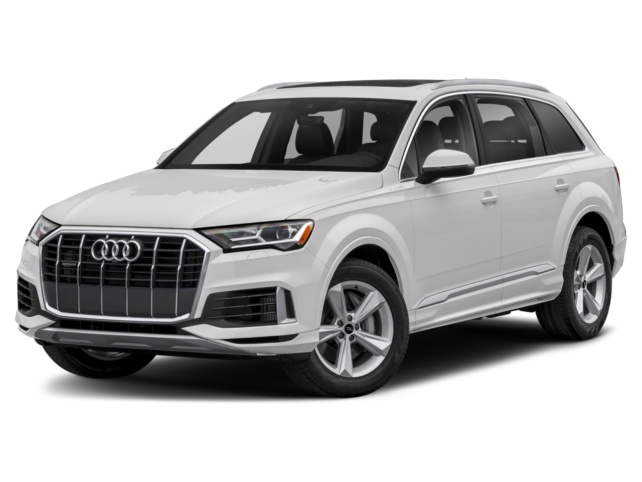2020 Audi Q7 quattro Premium Plus 55 TFSI in White — front three-quarter view