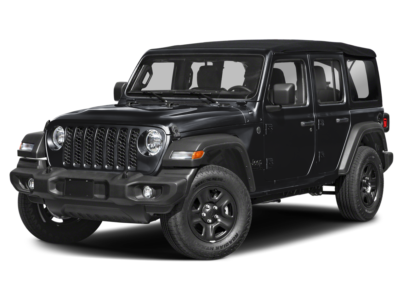 2024 Jeep Wrangler Sahara in White — front three-quarter view