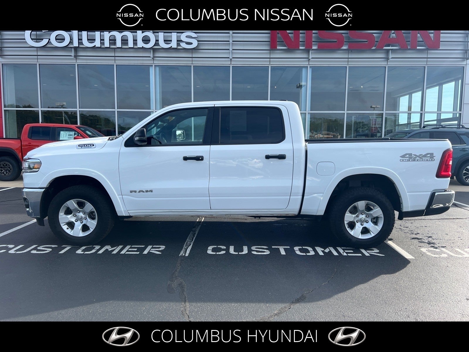 2025 RAM 1500 Big Horn in White — front three-quarter view