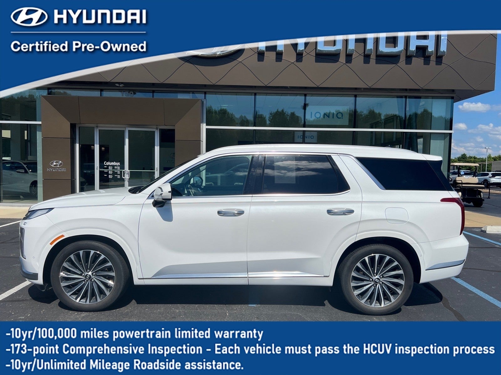 2023 Hyundai PALISADE Calligraphy in White — front three-quarter view