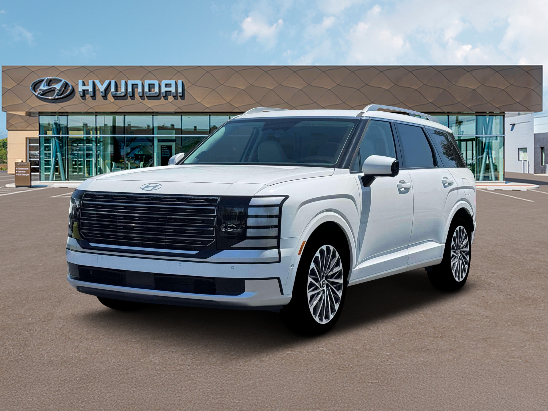2026 Hyundai PALISADE Calligraphy in White — front three-quarter view