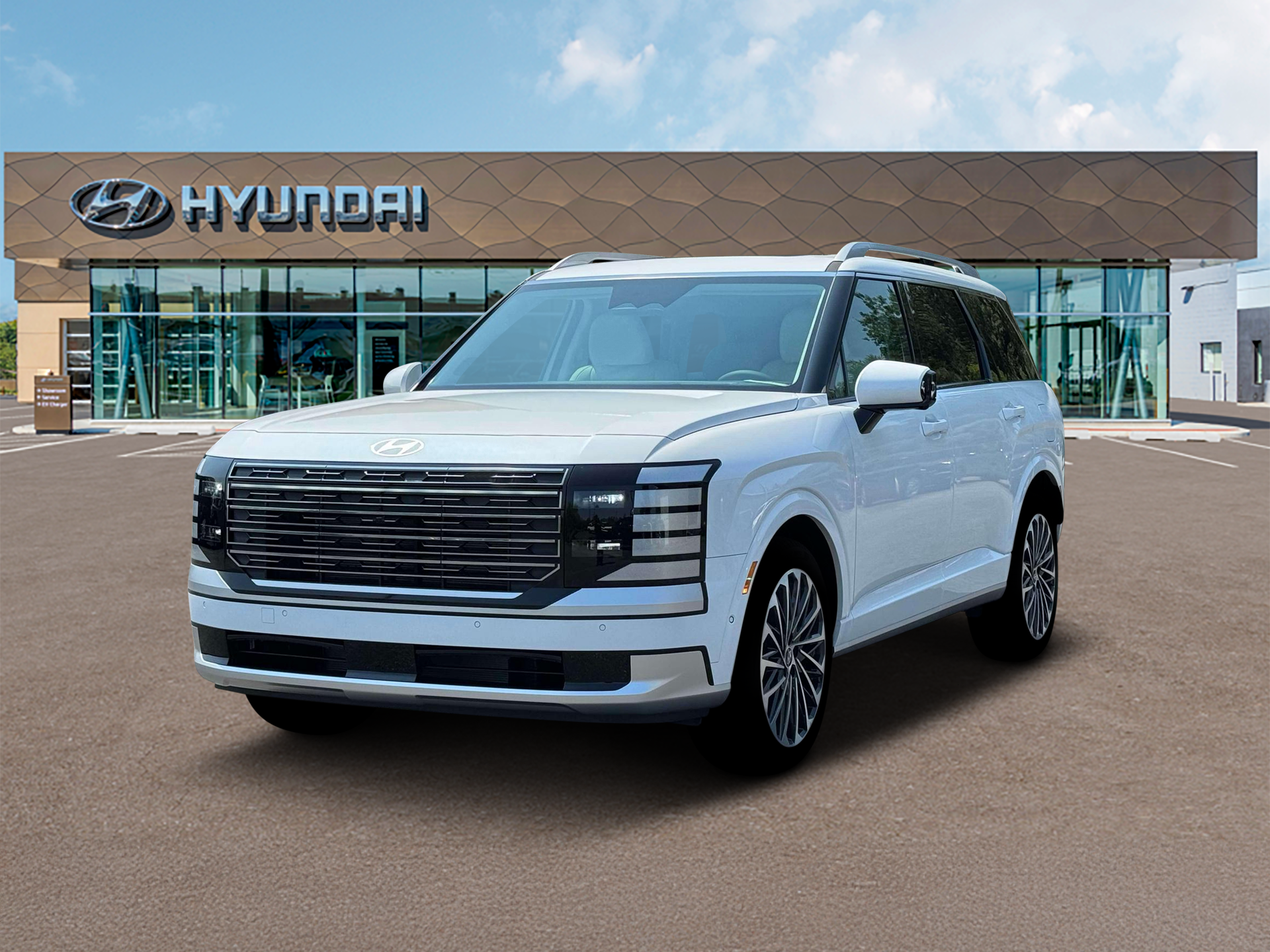 2026 Hyundai PALISADE Calligraphy in White — front three-quarter view
